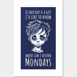 Funny Monday Blues For Men - vertical distressed Posters and Art